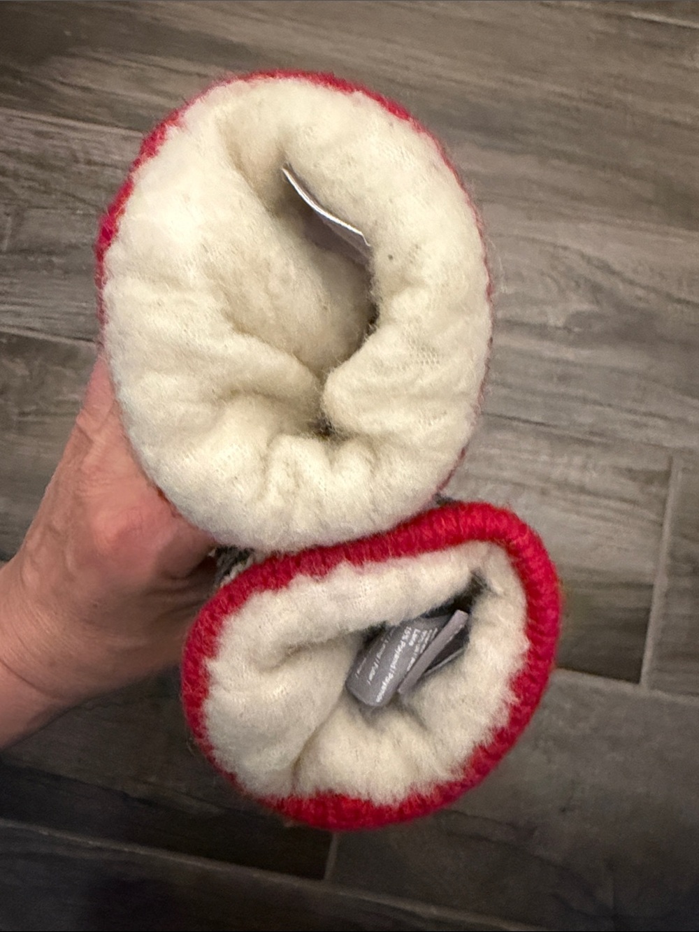 Hestra Wool Mittens in Cream with Red Cuff - Picture 4 of 4